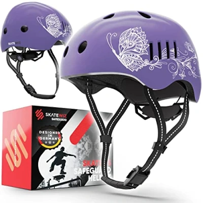 Imagen de SKATEWIZ Casco Patinete, Bici Niño Bicicleta Niño, Niña Patines Niña, Capacete Criança, Infantil Safeguard S 49 53cm Púrpura