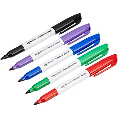 Imagen de Amazon Basics Paquete de 12 Rotuladores permanentes, Colores surtidos