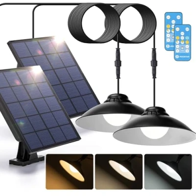 Imagen de Aigostar Luz Solar Exterior 50W 500LM Aplique con mando a distancia IP65 Lámpara regulable: 6500K/3000K/4000K.Luces Solares cable de 3 m, 2pcs
