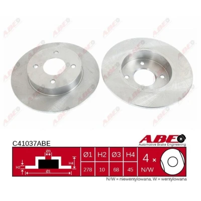 Imagen de ABE C41037ABE Disco de freno Eje trasero 278 10 4 macizo NISSAN: Primera Berlina, Hatchback, Familiar