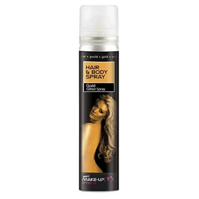 Imagen de Smiffys Spray para pelo y cuerpo, dorado, brillantina, envase 75ml