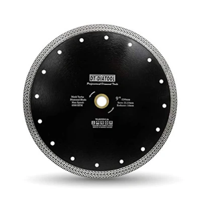 Imagen de DT DIATOOL Disco Tronzador Diamante 230 mm x 22,23 mm/16 Hoja de Sierra con Malla Turbo para Corte Porcelanico Azulejos Mármol Granito Cerámica