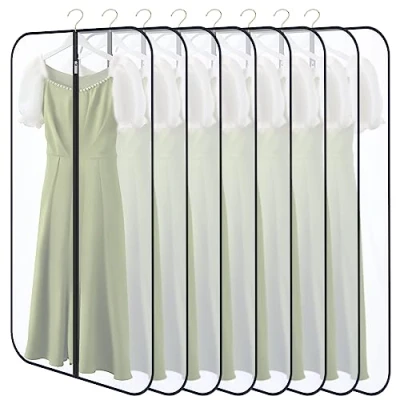 Imagen de GoMaihe Fundas de Ropa 8 PCS, 60cm x 140cm Bolsa Traje Transparente Bolsas Cremallera Cubiertas la Ropa, A Prueba Polvo Impermeables y con Humedad, Negro