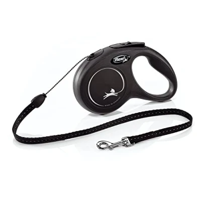 Imagen de Flexi New Classic Correa retráctil para Perro, ergonómica, Duradera y sin enredos, Perros de hasta 12 kg, 5 m, Negro, S