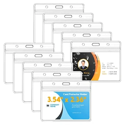 Imagen de Funda para tarjeta de identificación, 10 unidades, transparente, resistente al agua, tarjetas identificación estudiantes, visita, autobús