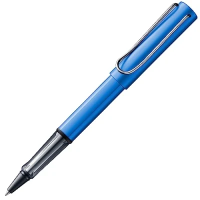 Imagen de Lamy AL star oceanblue Bolígrafo Rollerball con grip transparente, ergonómico y ancho de trazo M cuerpo aluminio ligero incluye recambio roller 63 en negro