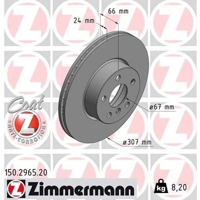 Imagen de ZIMMERMANN 150.2965.20 Disco de freno 307 24 6/5 5 112 ventilación interna revestido altamente carbonizado BMW: 3 Touring, Berlina