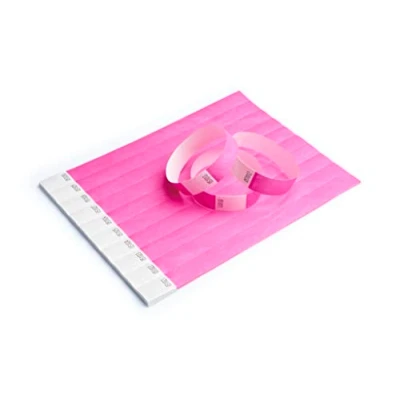 Imagen de Lote de 500 Pulseras papel Tyvek para control y seguridad eventos, fiestas, festivales viajes entrada (rosa)