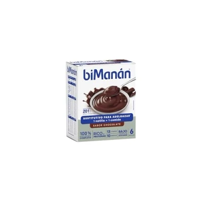 Imagen de biManán Natillas de Chocolate, Crema Sustitutiva Comidas para Adelgazar, Bajas en Calorías, Ayudan a Perder y Controlar el Peso, con Proteínas, Vitaminas Minerales 6 x 50 g: 300 g