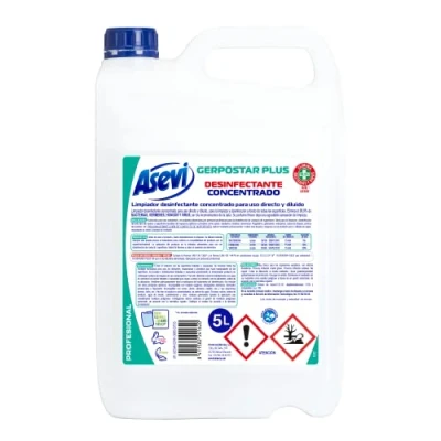 Imagen de Asevi Profesional Desinfectante Limpiahogar Concentrado Limpiador Multiusos Sin Lejía Elimina Gérmenes, Bacterias y Virus Vigorizante Fresco Aroma Envase de 5 Litros