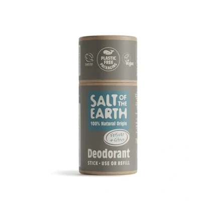 Imagen de Salt Of The Earth Natural Deodorant Stick Refill Vetiver &amp; Citrus, Vegan, Long Lasting Protection, Leaping Bunny Approved, Made in UK, 75 g