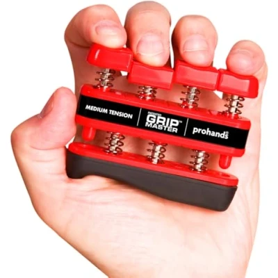 Imagen de prohands by Gripmaster medical Aparato entrenador de dedos, color rojo, resistencia 7 lbs