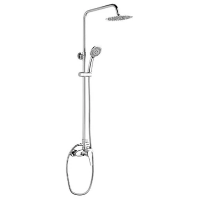 Imagen de Ibergrif Roma, Sistema Columna de Ducha con Alcachofa, Manguera, Barra Ajustable y Soporte, Cromo