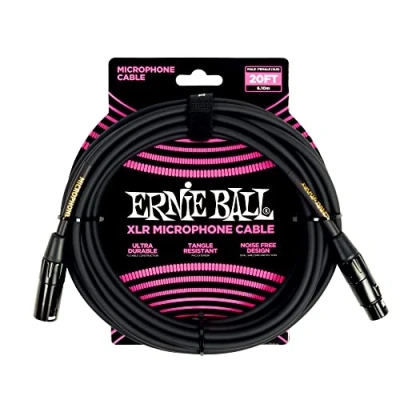 Imagen de Ernie Ball Cable para micrófono XLR clásico macho/hembra 6 m. Negro