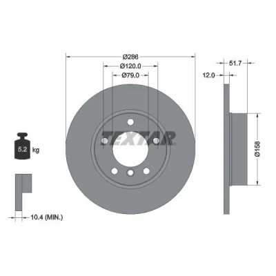 Imagen de TEXTAR PRO 92055503 Disco de freno 286 12 05/06 120 macizo revestido sin perno sujeción rueda, buje rueda BMW: 3 Berlina, Coupé