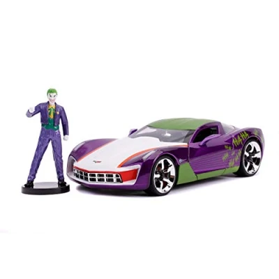 Imagen de Jada Joker, Coche Corvette Stingray escala 1:24 con figura apertura de puertas, licencia DC Comics 100% oficial (Jada 253255020)