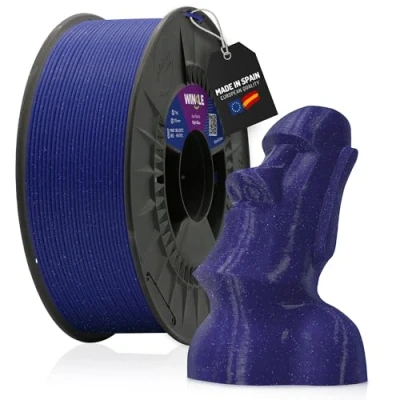 Imagen de WINKLE Filamento PLA HD Glitter (Partículas) Azul Noche Impresora 3D 1,75mm 1kg Precisión Dimensional Aspecto Purpurina Bobina