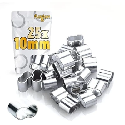 Imagen de fuxton 25 abrazaderas profesionales de cuerda 10 mm, aluminio, inoxidable, para expansión, goma, unidades