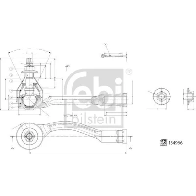 Imagen de FEBI BILSTEIN 184966 Rótula de dirección Eje delantero, izquierda, exterior con tuerca HYUNDAI: SANTA FE 3