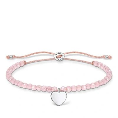 Imagen de THOMAS SABO Pulsera Cuentas Rosas con Corazón Plata de Ley 925 A1985 813 9 L20V, 13 20 cm, Plateado