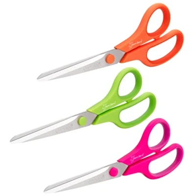 Imagen de Rapesco 1667 Germ Savvy Antibacteriano, Tijeras de Mango Suave con Hojas Titanio 21 cm, Colores Surtidos, Paquete 3