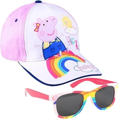 Imagen de Set Gafas de Sol y Gorra Peppa Pig Talla 2 a 5 Años Protección UV 400 Filtro Categoría 3 Infantil con Velcro Ajustable Producto Original Diseñado en España