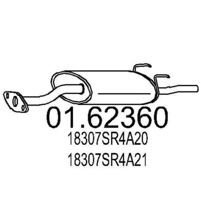Imagen de MTS 01.62360 Silenciador trasero 1080 HONDA: CIVIC 6 Stufenheck, V Hatchback, 5 Coupe norauto, oscaro, mister auto