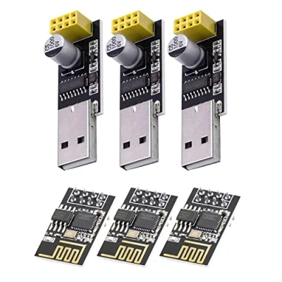 Imagen de AZDelivery 3 pcs ESP8266 ESP 01S Modulo WiFi con USB Adaptador Compatible Arduino E Book Incluido!