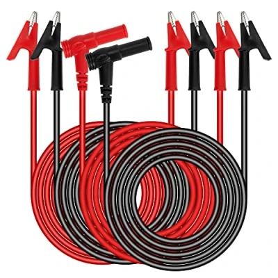 Imagen de GUNGY Cables de Multímetro Juego Cable Pinzas Cocodrilo Prueba Banana Dobles para Polimetro Digital Multimetro Negro y Rojo 4 Piezas