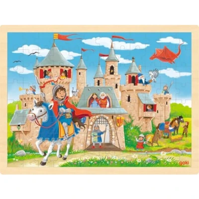 Imagen de goki 57335 Puzzle para Insertar Ritterburg 96 Piezas robustas de Madera diseño Colores Coloridos con Ritteburg detallado