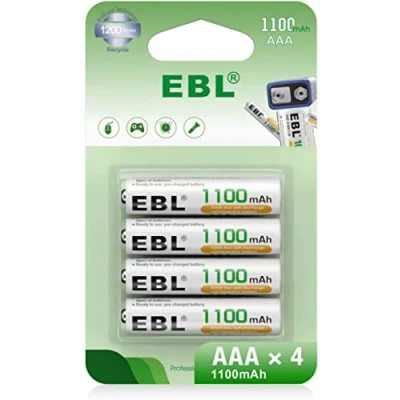 Imagen de EBL AAA Baterías Recargables de 1100mAh con último Paquete (4 Unidades)