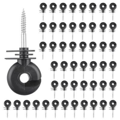 Imagen de Fensmile Aislador de valla plástico, 50 unidades, aislante anillo rosca, poste madera para accesorios eléctrica, color negro