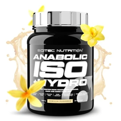 Imagen de Scitec Nutrition Anabolic Iso+Hydro Mezcla de proteína suero con creatina Maca y aminoácidos Complejo ZMB6 para el mantenimiento la testosterona, 920 g, Vainilla