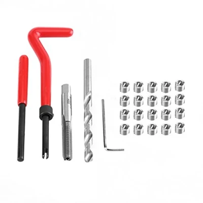 Imagen de Kit de reparación roscas M6 25 piezas, rosca helicoidal, herramienta perno helicoidal acero inoxidable Walfront X 1,0 8,0 mm