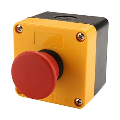Imagen de BAOMAIN signo rojo interruptor de emergencia momentáneo, botón 10 a 660 V resistente la intemperie con caja