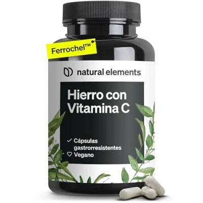 Imagen de hierro Suplemento con Vitamina C 20 mg de (de bisglicinato hierro) por cápsula 180 cápsulas gastrorresistentes materia prima primera calidad: FerrochelTM (quelato