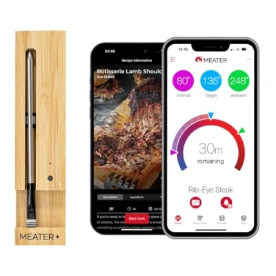 Imagen de MEATER Plus El termómetro inteligente inalámbrico para carne con alcance de 50 m horno, parrilla, sartén y asador perfecto disfrutar la a través aplicación en alemán