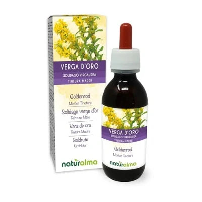 Imagen de Vara de oro (Solidago virgaurea) hierba con flores Tintura Madre sin alcohol Naturalma Extracto líquido gotas 120 ml Complemento alimenticio Vegano