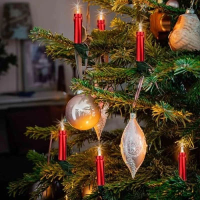 Imagen de hellum Guirnalda de 20 luces con enchufe, blancas cálidas, cable verde y rojo, longitud total 12,5 m 2 cables 1,5 &lt; 59 lúmenes, 152500