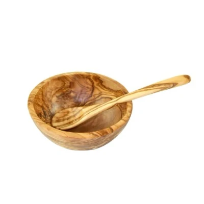 Imagen de D.O.M. Tazón de madera olivo con cuchara, Cuencos