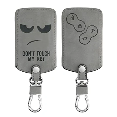 Imagen de kwmobile Funda Compatible con Renault Llave de Coche 4 Botones (Solo Keyless Go) Case Piel Nobuck sintética para Mando Don&#039;t Touch my Key Gris