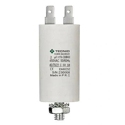 Imagen de Condensador de arranque para motores eléctricos, 450V, capacidad: 2µF, 4 pines / M8