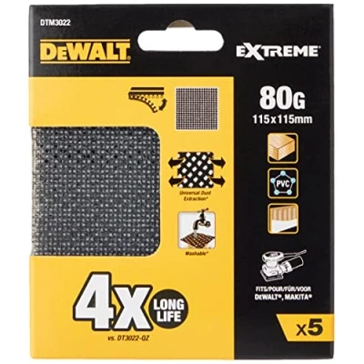 Imagen de DeWalt DTM3022 QZ Pack de 5 lijas malla Klettfix (grano 80, 115 x mm)