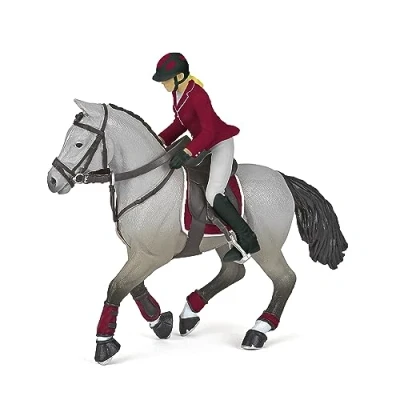 Imagen de Papo Figuras pintadas a Mano Caballos y Potros Caballo de Concurso con su amazona 51563 Coleccionable para Niños Niñas 3 Años o Más