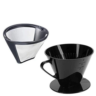 Imagen de Westmark Set de café, 2 unidades, filtro permanente + café tamaño 4, Acero inoxidable/Plástico, Kaffee, Four, Plateado/Negro, 244322E7