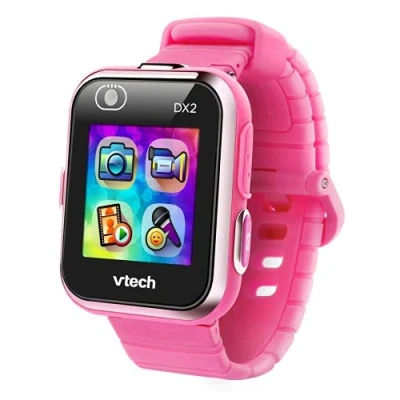 Imagen de VTech Kidizoom Smart Watch DX2, Reloj inteligente para niños, doble cámara de fotos, vídeos, juegos, color Rosa, Versión ESP (80 193857)