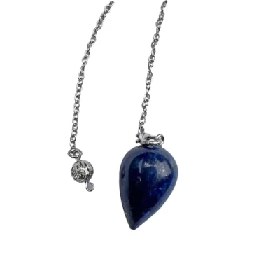 Imagen de péndulo Divinatorio con lazurita en forma de gota agua, Radiestesia, piedra natural, Cristal Vintage para Chakra Reiki Adivinación(Lazurita)