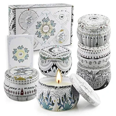 Imagen de Amorxiao Tarot Velas Perfumadas Juego de 6 piezas, Cera Soja Aromática para Yoga, Regalos San Valentin, Día del Padre, Aniversario, Año Nuevo, la Madre