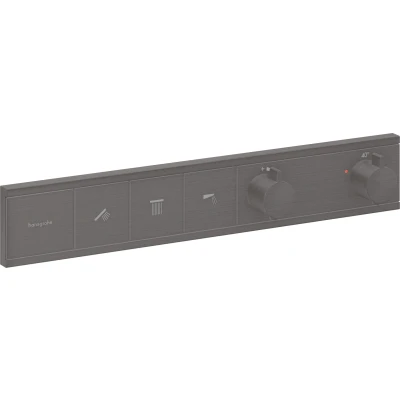 Imagen de hansgrohe RainSelect, termostato para ducha empotrado , grifo con botón de seguridad (SafetyStop) a 40 C, rectangular mezclador 3 funciones, cromo negro cepillado
