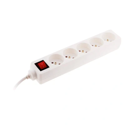 Imagen de Zenitech blocco 5 prese con interruttore e spina extraplate, 1 m, colore: bianco